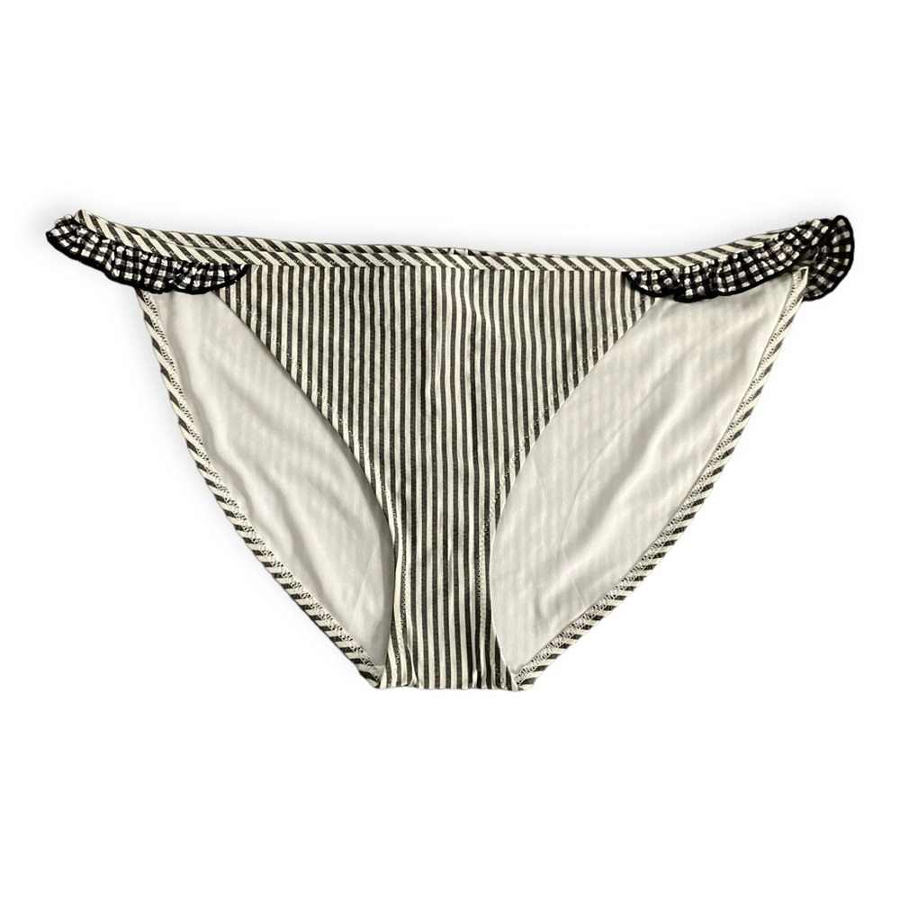 Aerie Womens black and white ruffle seersucker bikini bottoms - Picture 1 of 5